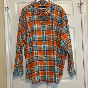 Mens Ralph Lauren Orange plaid long sleeve button down